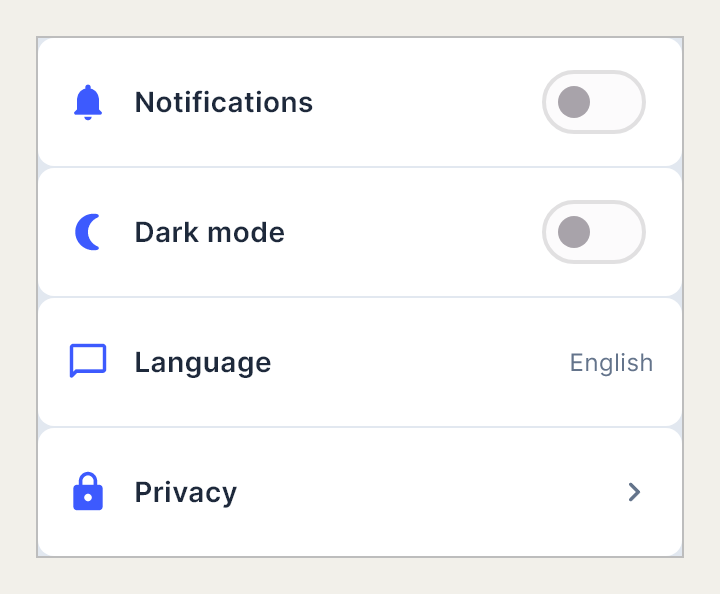 Settings, a ready-made section, as Draft draws it.