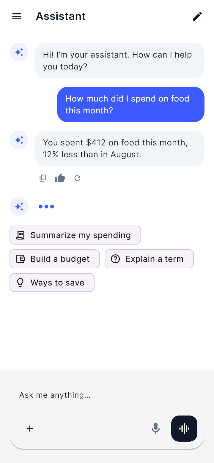 The template "AI assistant" as Draft draws it on a phone.