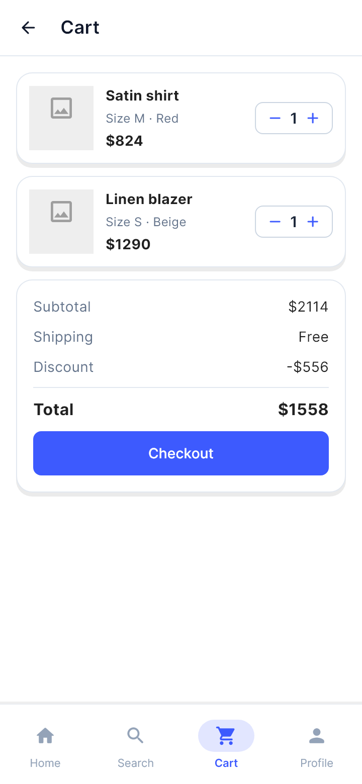The template "Cart" as Draft draws it on a phone.