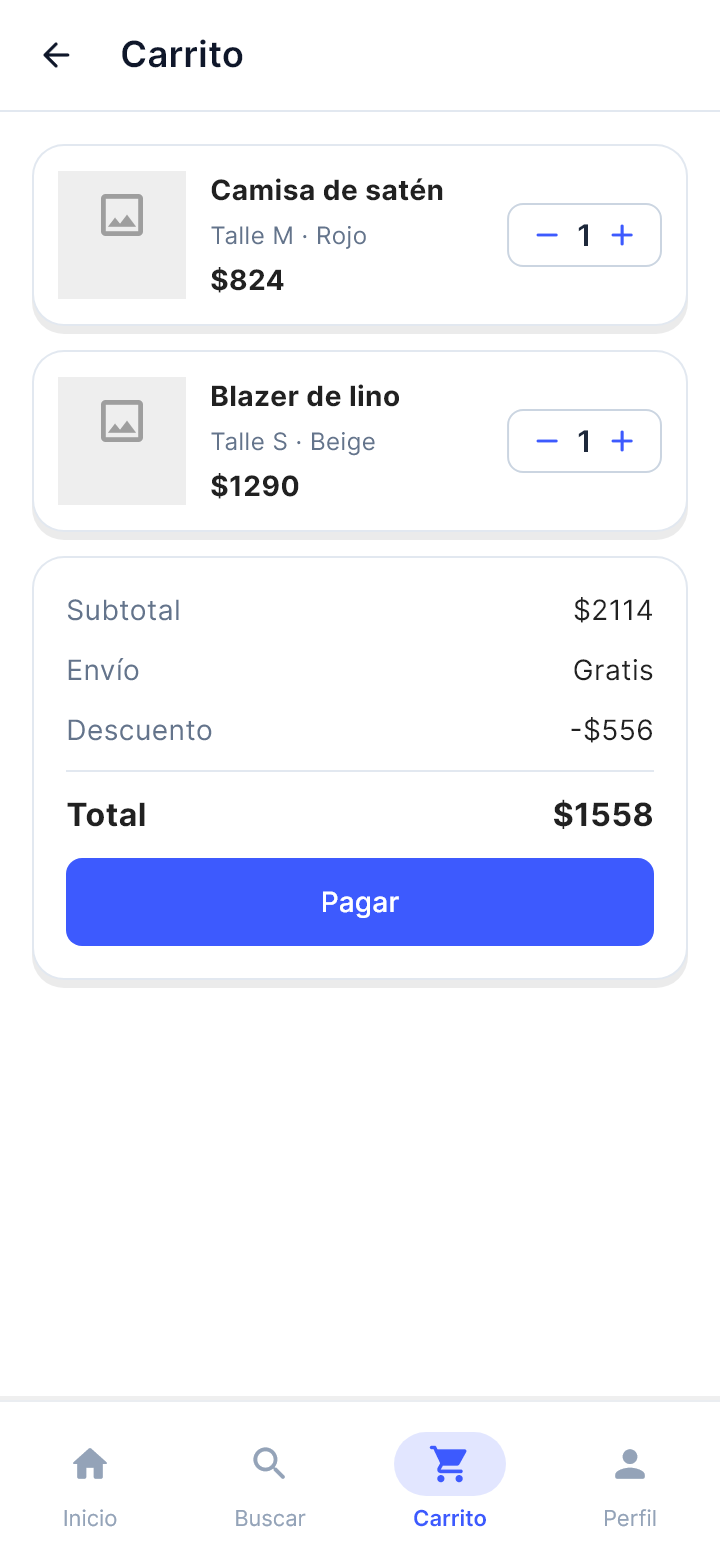 La plantilla «Carrito» tal como la dibuja Draft en un teléfono.