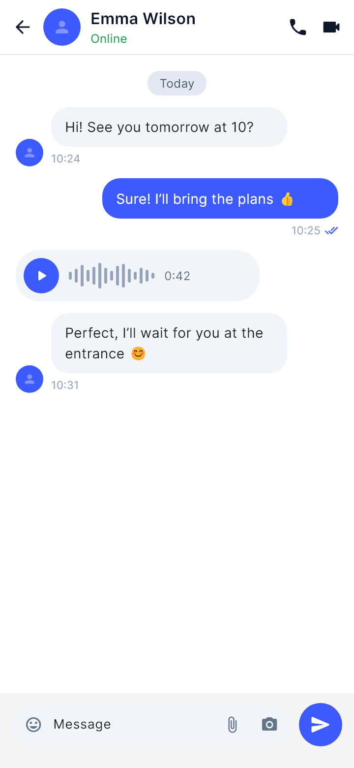 The template "Conversation" as Draft draws it on a phone.
