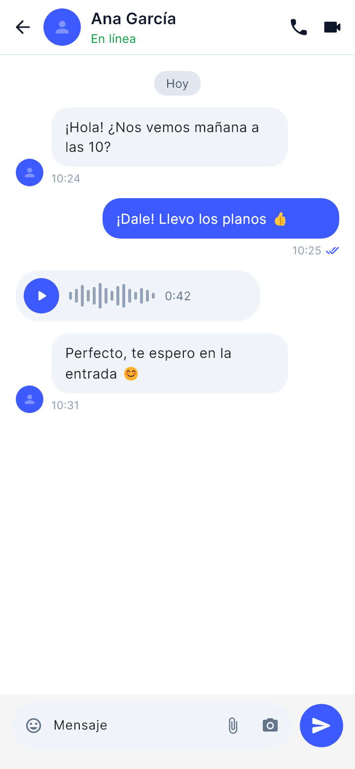La plantilla «Conversación» tal como la dibuja Draft en un teléfono.