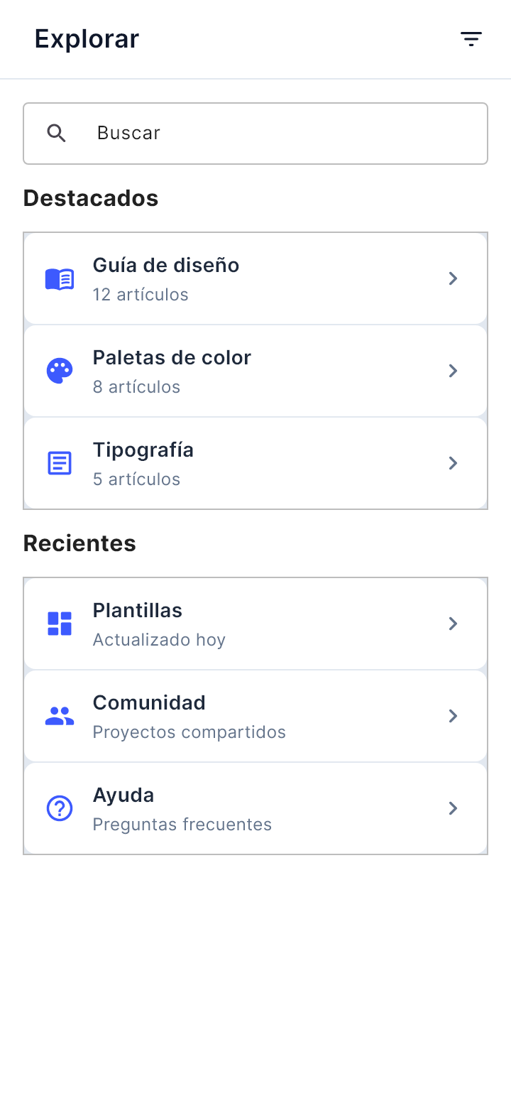 La plantilla «Lista» tal como la dibuja Draft en un teléfono.