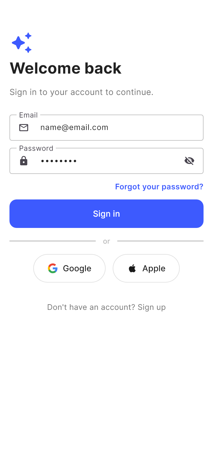The template "Sign in" as Draft draws it on a phone.