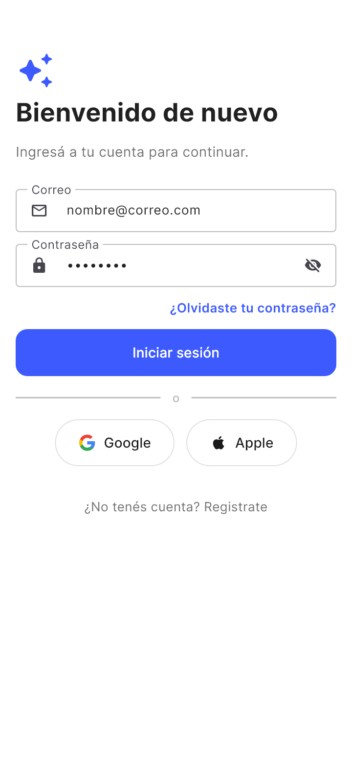 La plantilla «Iniciar sesión» tal como la dibuja Draft en un teléfono.