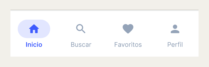 Navigation Bar tal como lo dibuja Draft, con su configuración inicial.