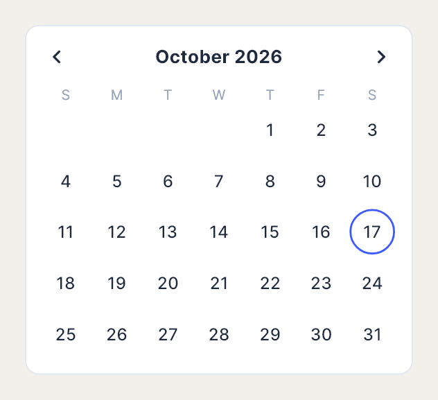 Calendar as Draft draws it, with its initial settings.