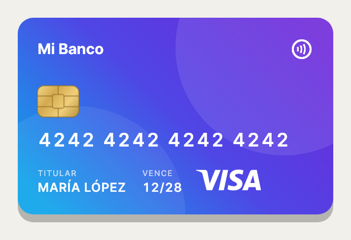 Payment Card tal como lo dibuja Draft, con su configuración inicial.